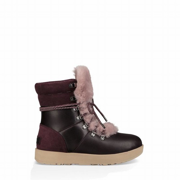 Black/Burgundy UGG Viki Wp Boots For Women | UK 00211